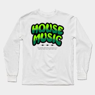 HOUSE MUSIC - Bubble Outlibe Two Tone (Black/Green) Long Sleeve T-Shirt